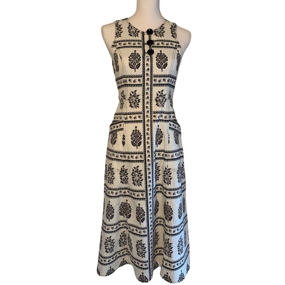 Anthropology Woodblock MIDI Dress Size 2 - Picture 10 of 15